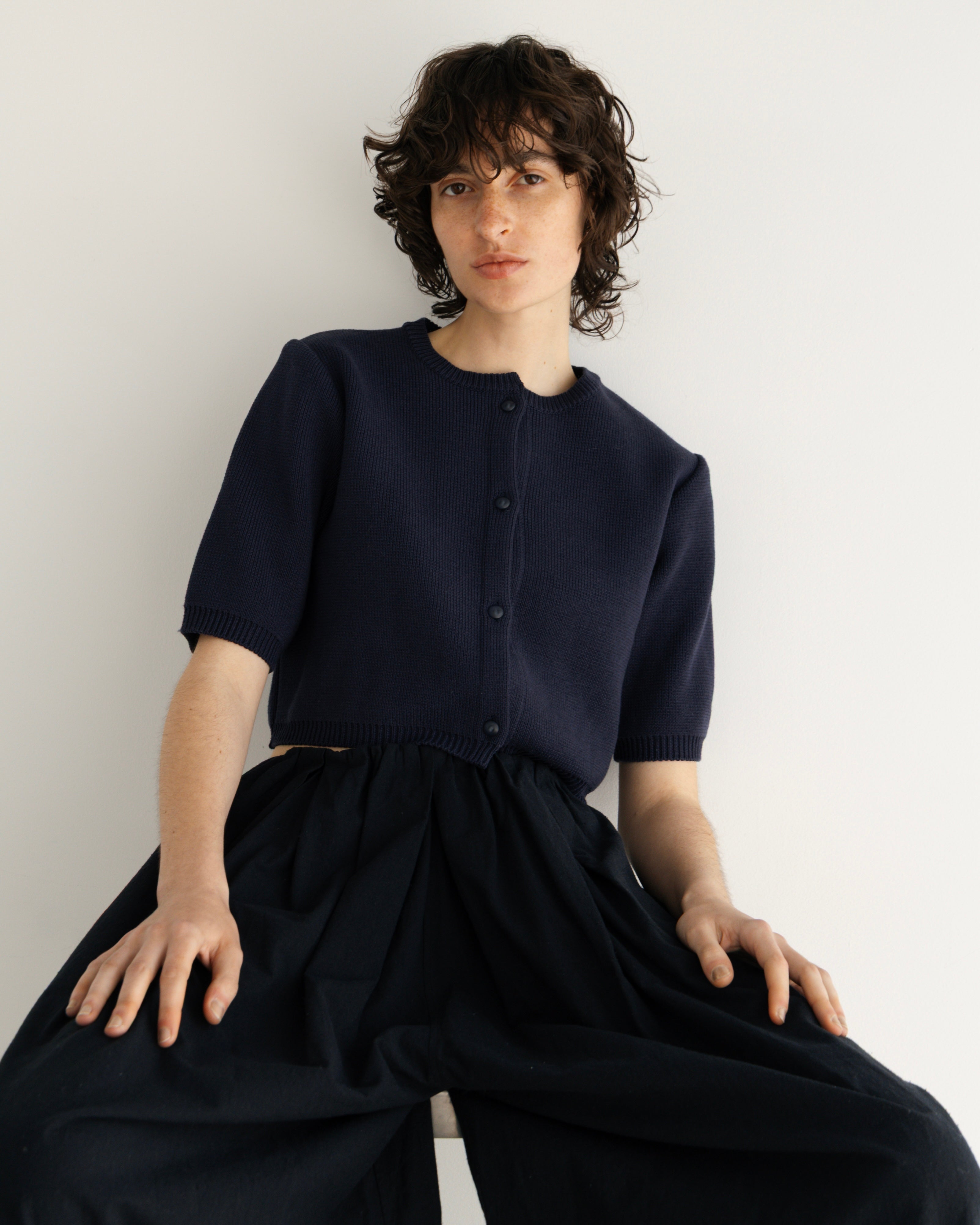 COTTON ACRYLIC SHORT SLEEVE KNIT CARDIGAN(コットンアクリルショートスリーブニットカーディガン)|BIYOMA(ビヨーマ)OFFICIAL ONLINE STORE